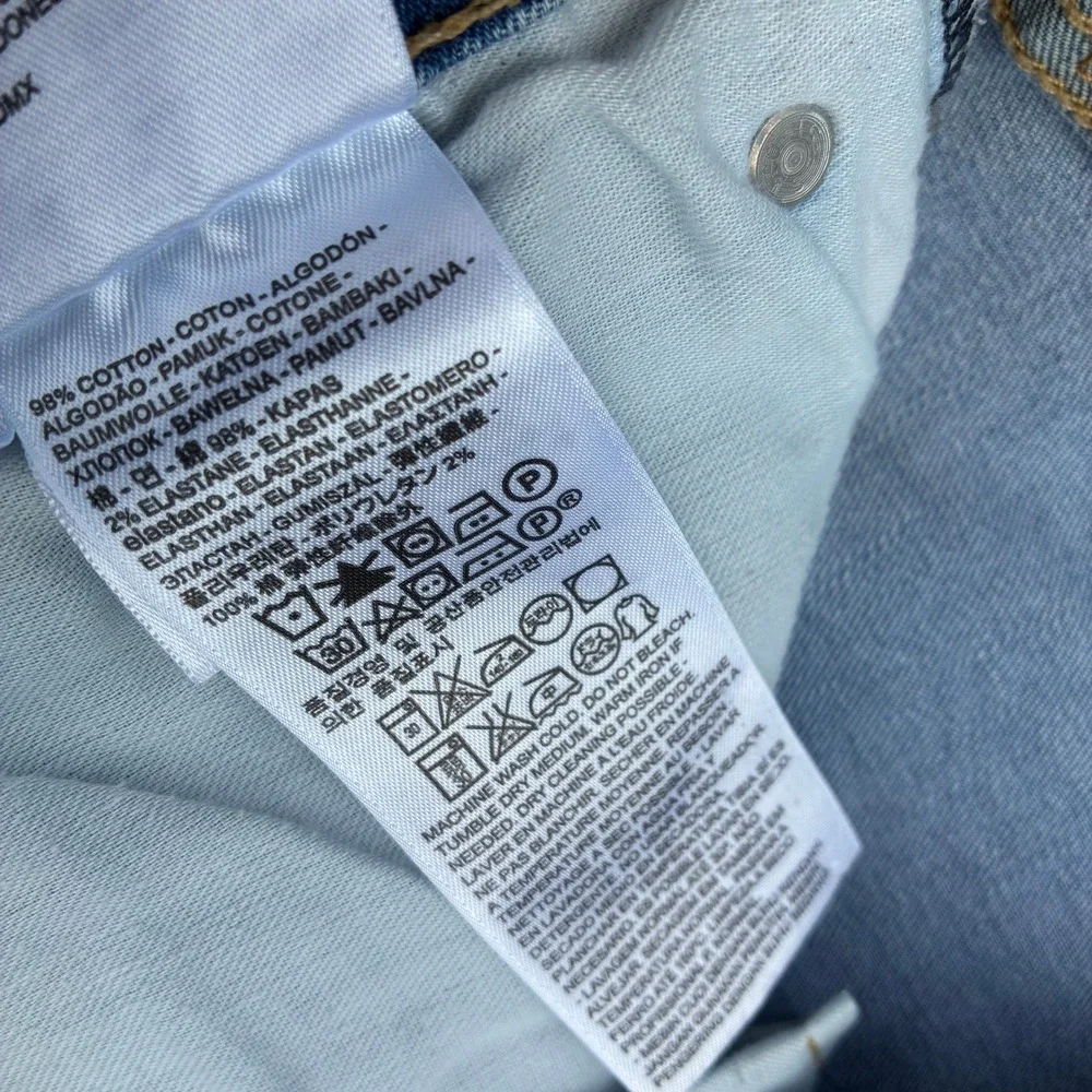 Levis 505 Mens 38x31 Regular Fit Straight Leg Light Wash Blue Stretch Jeans